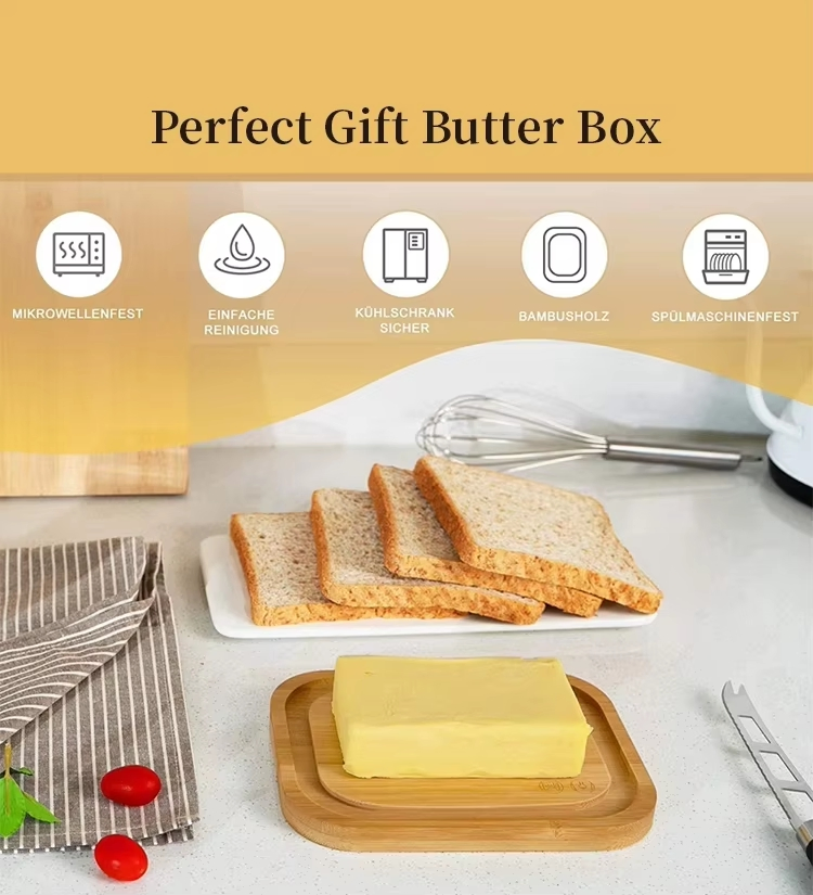 Versatile Glass Butter Dish with Eco-Friendly Bamboo Cover