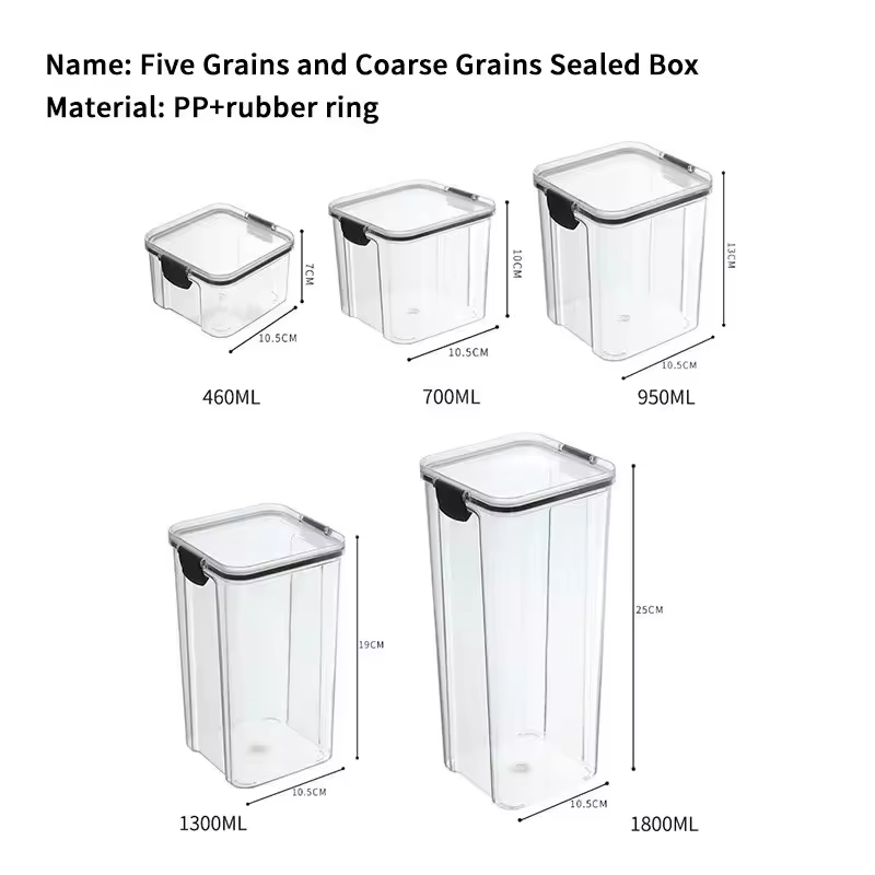 Wholesale Kitchen Transparent Clear Fridge Airtight Plastic Food Grain Storage Jar Box Container for Snack Dried Fruit