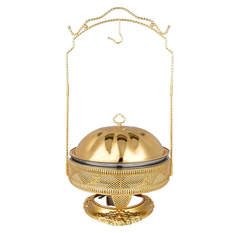 Stainless Steel Alcohol Stove Lace Gold Hotel Breakfast Buffet Burner Chafing Dish Heater