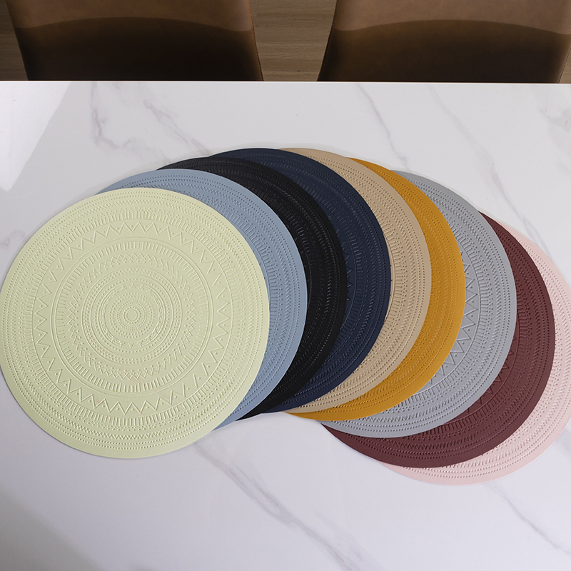 PVC Leather Dining Table Mat Placemat Pad with Heat Insulation Decorative Pads for Home Office