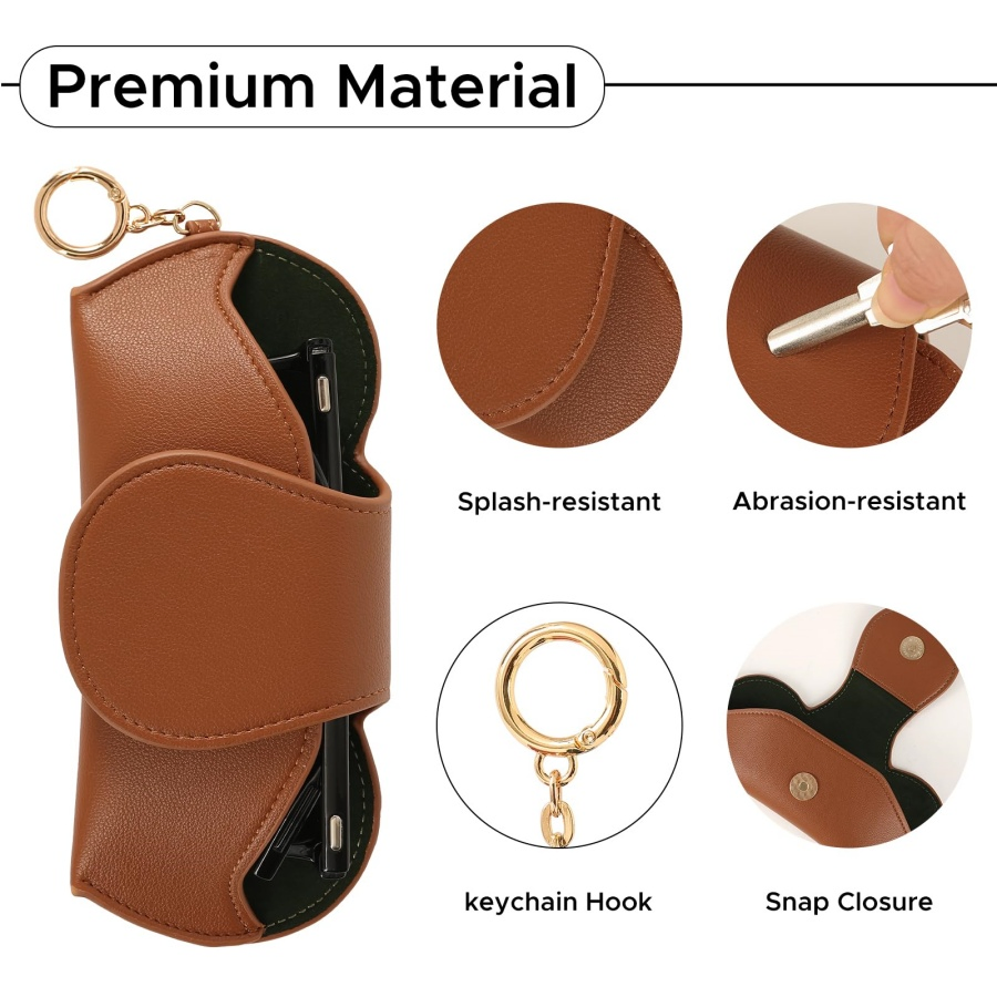 Leather Spectacle Case Magnetic Detachable Clip Eyeglass Case for Car Sun Visor