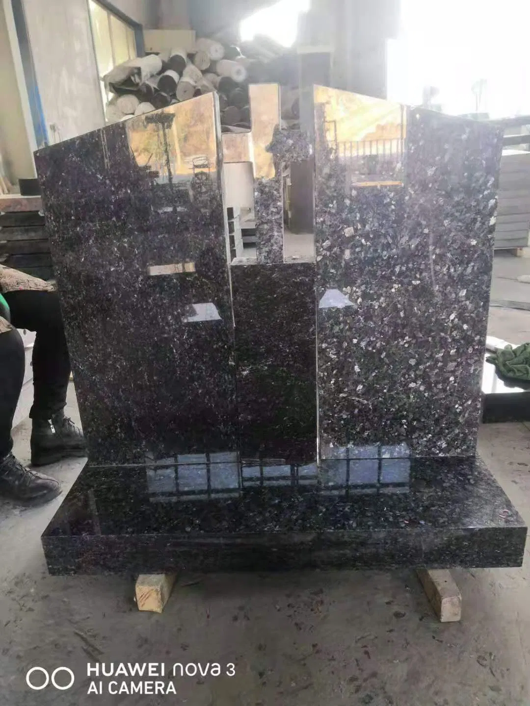 Pearl Blue Granite Book Shape Monuments Headstone Memorial USA UK