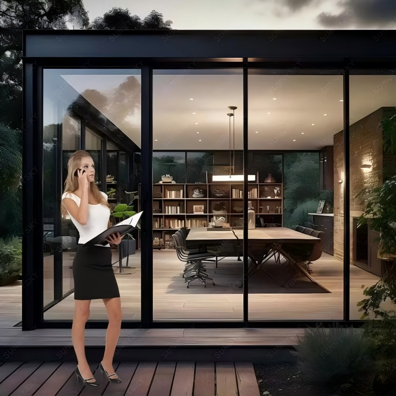 Residential Interior Insulated High Quality Aluminum Sliding Glass Balcony Steel Doors Windows for Offices DIY