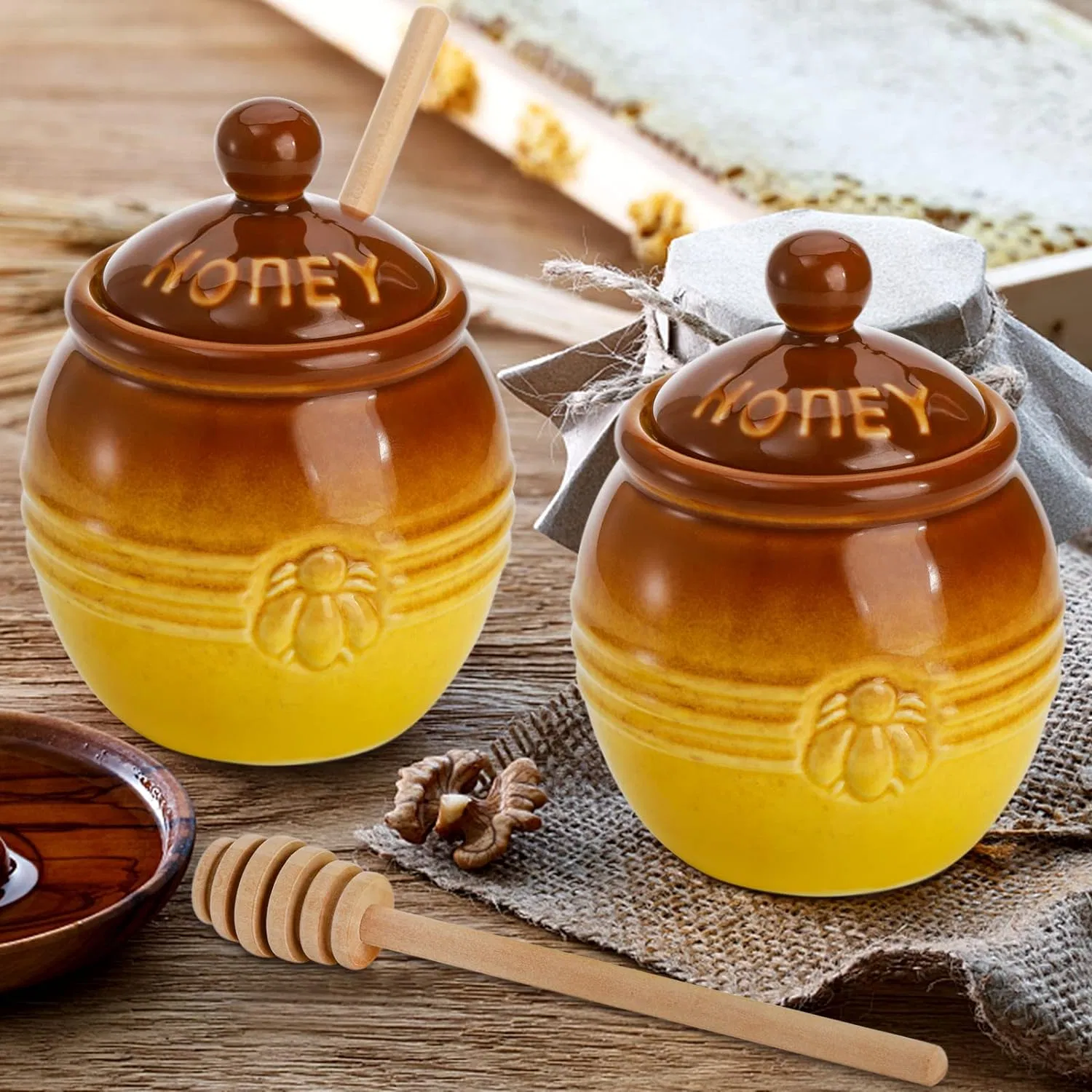 Bee Desigbn Home Kitchenware Honey Jar