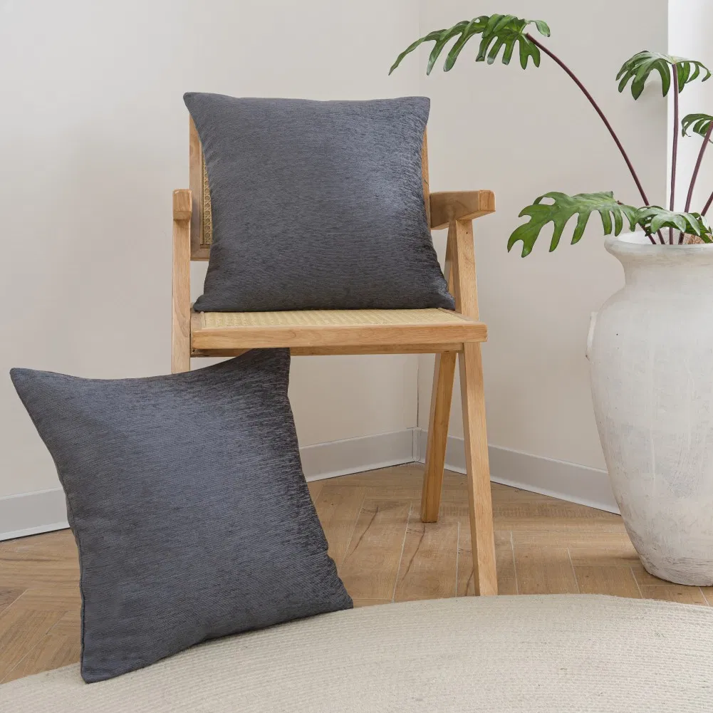 18*18 Inches Throw Pillow Covers Cases for Couch Sofa Home Decoration Solid Dyed Soft Chenille Cushion Cover Living Room