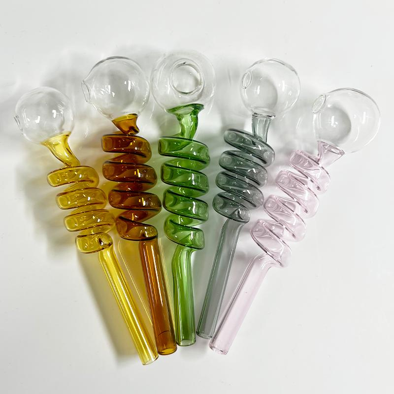 Customized Size Spring Shaped Glass Smoking Pipe Sweet Puff Oil Burners