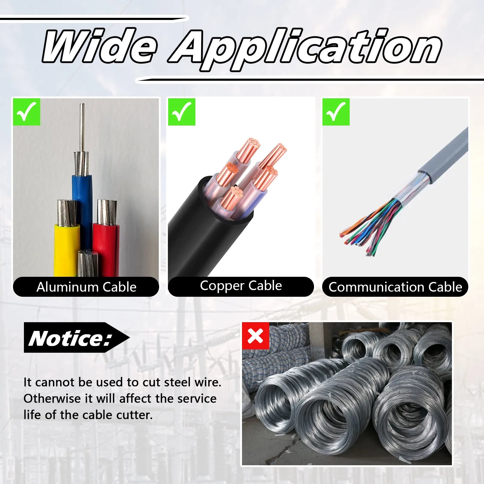 Кусачки Sali 250 мм для кабеля, хром-ванадиевая сталь