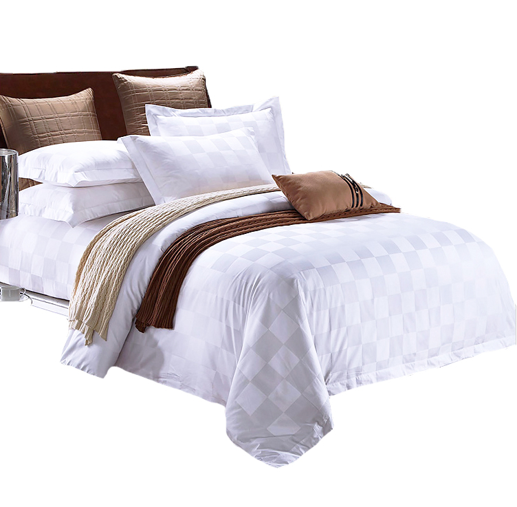 Hotel Textile Pillow Case 100% Cotton Jacquard Check Design Bedding Set