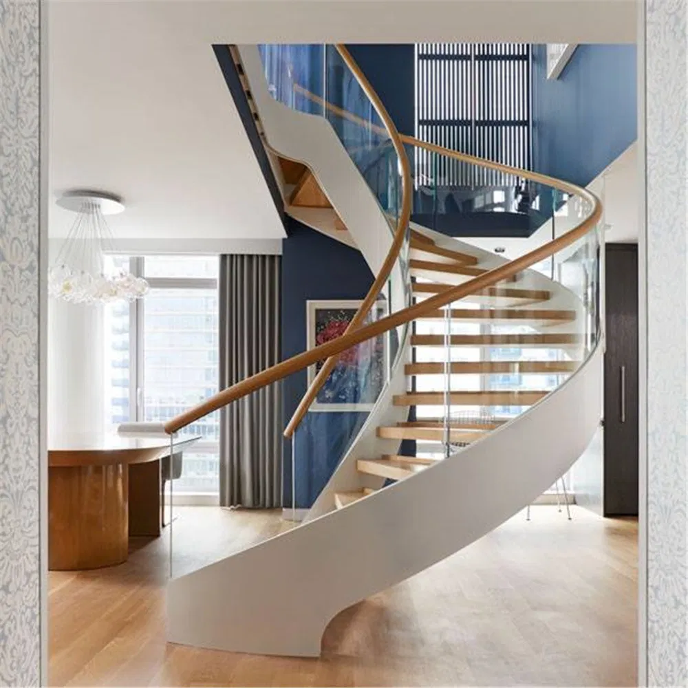 Commercial Building Interior Solid Wood Steel Used Spiral Staircase Design