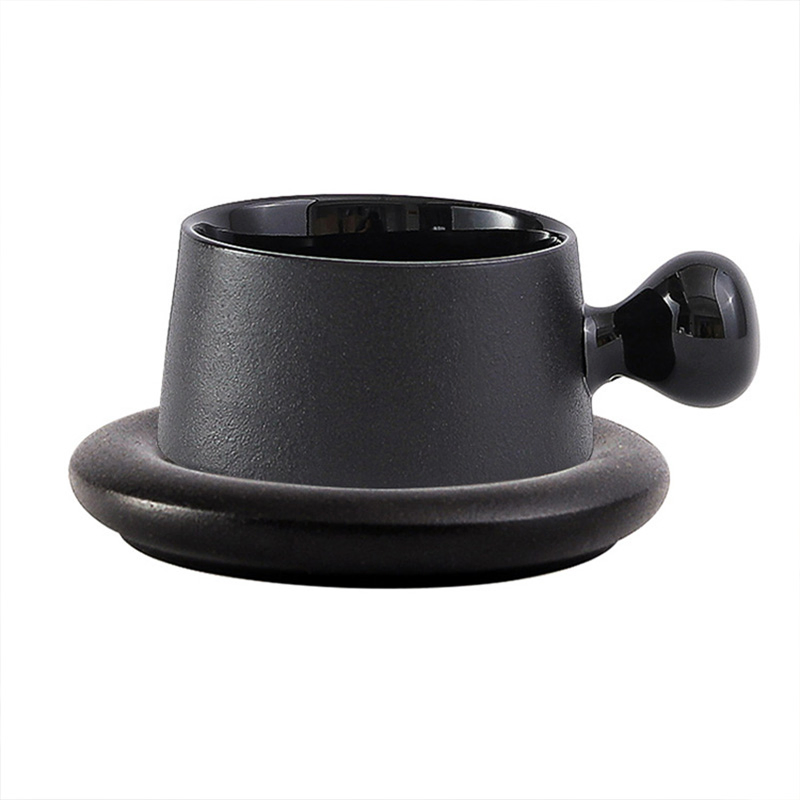Керамическая чашка с блюдцем Nordic Matte Black