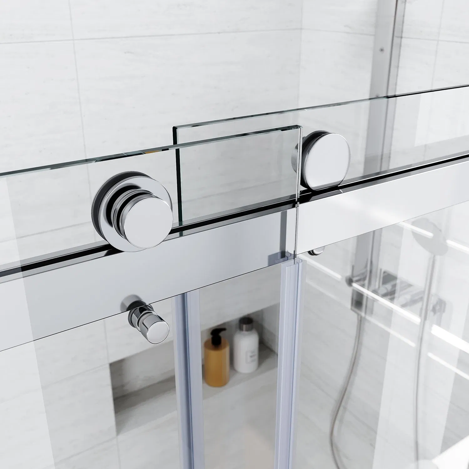 China Brushed Chrome Stainless Steel Shower Cabin Frameless Single Sliding Glass Shower Screen for Bath Tub