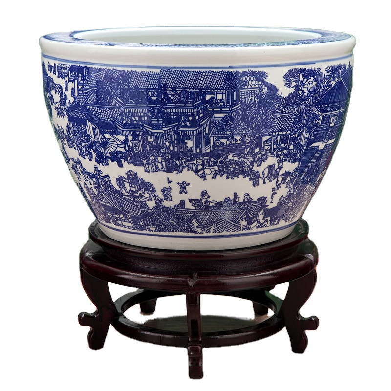 Горшки керамические синие уличные для растений