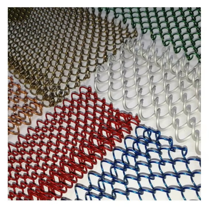 Aluminum Chain Curtain Gold Decorative Metal Coil Drapery Wire Screen Mesh for Ceiling Decor