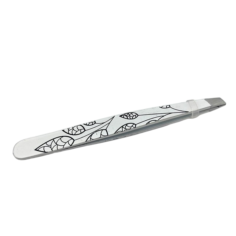 Professional Grade Individual Stainless Steel Slanted Eyebrow Tweezer with Flat Head