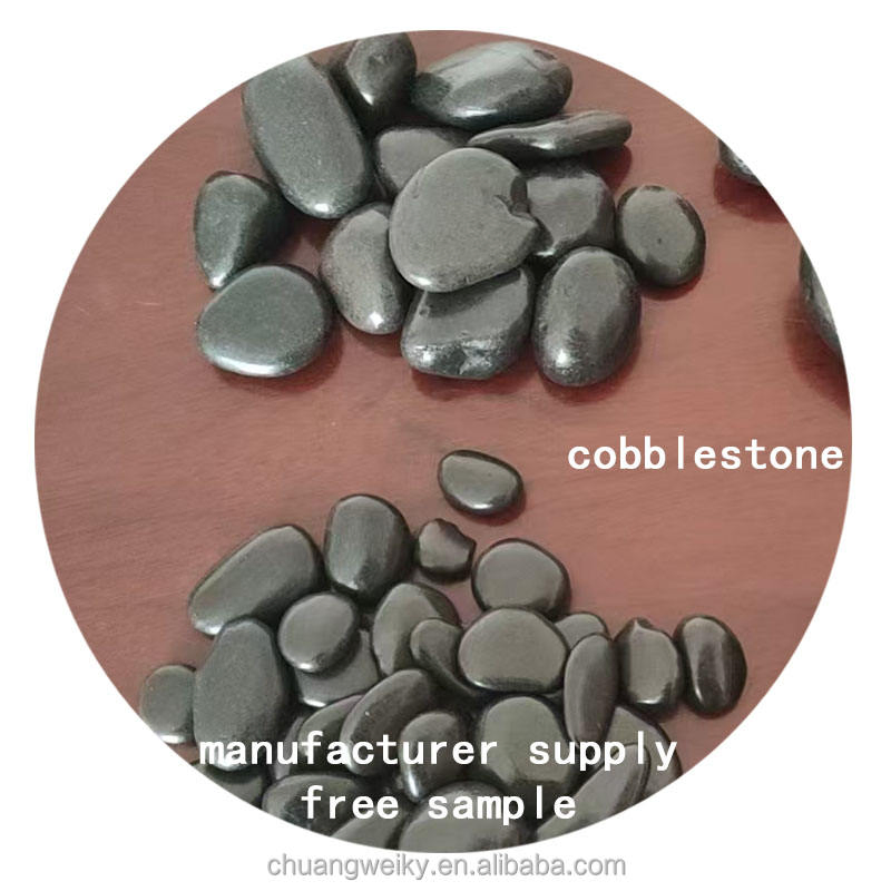 Small Shiny Black Color Cobble Polish Garden Landscape River Black Pebble Stone