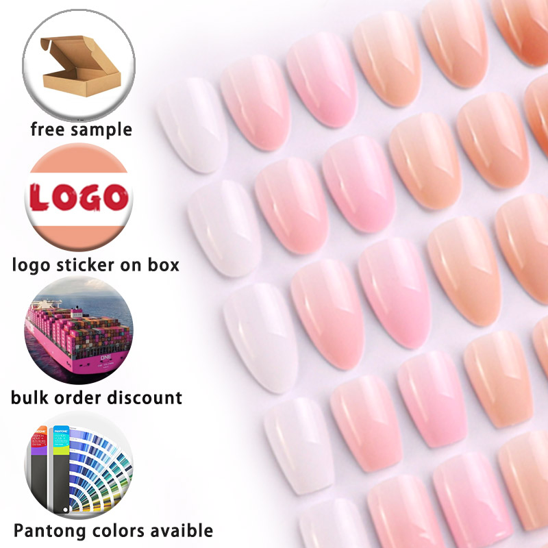 Nail Supplier Acrylic Acrylic Gradient White Short Almond Nail Tips for Extension DIY