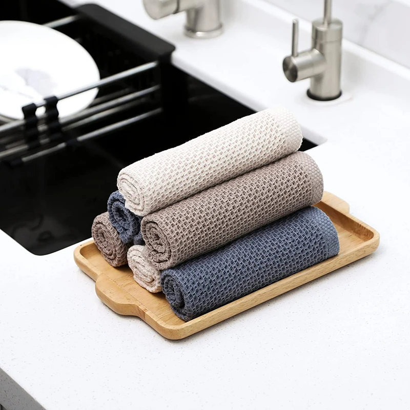 New 100% Cotton Dishcloth Ultra Soft Absorbent Kitchen Towel Household Cleaning Cloth Wash Cloth Dish Rag Beige