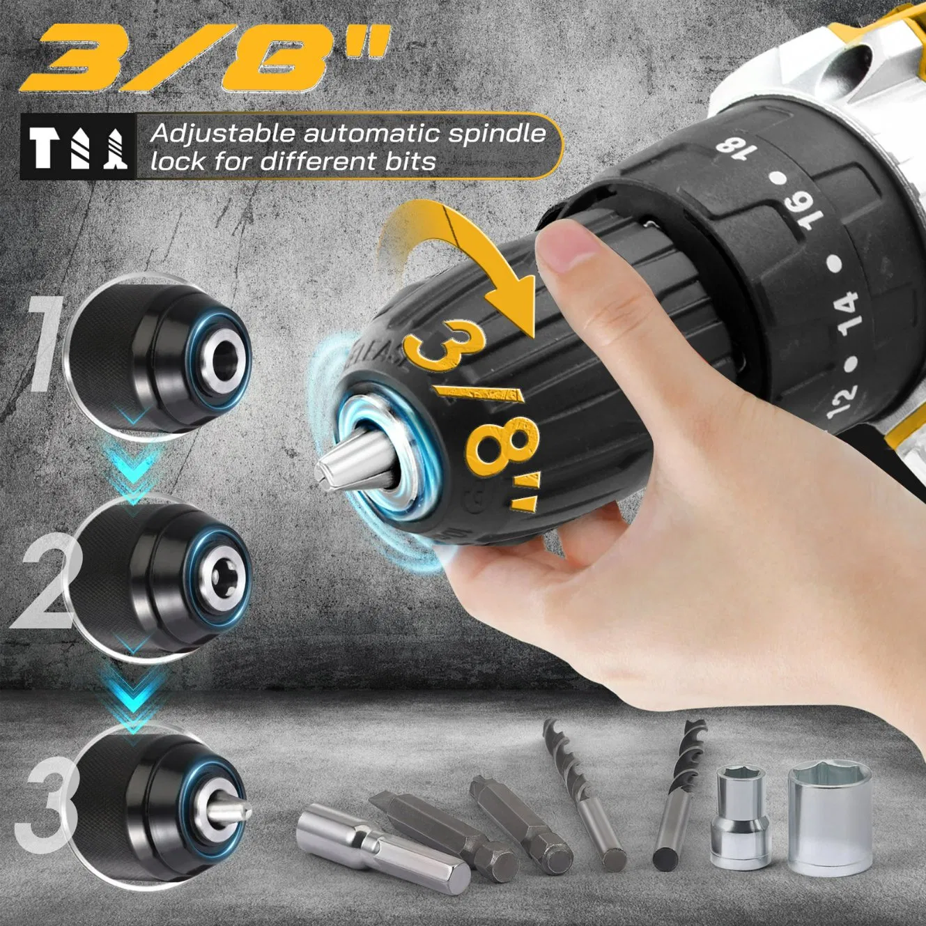 Беспроводной ударный шуруповерт 20В, набор электроинструментов