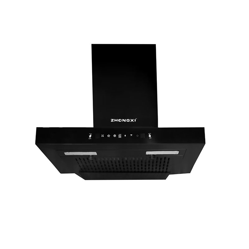 All Black Easy-Clean Europe Style Kitchenware Stainless Steel Body Slim Button Hood