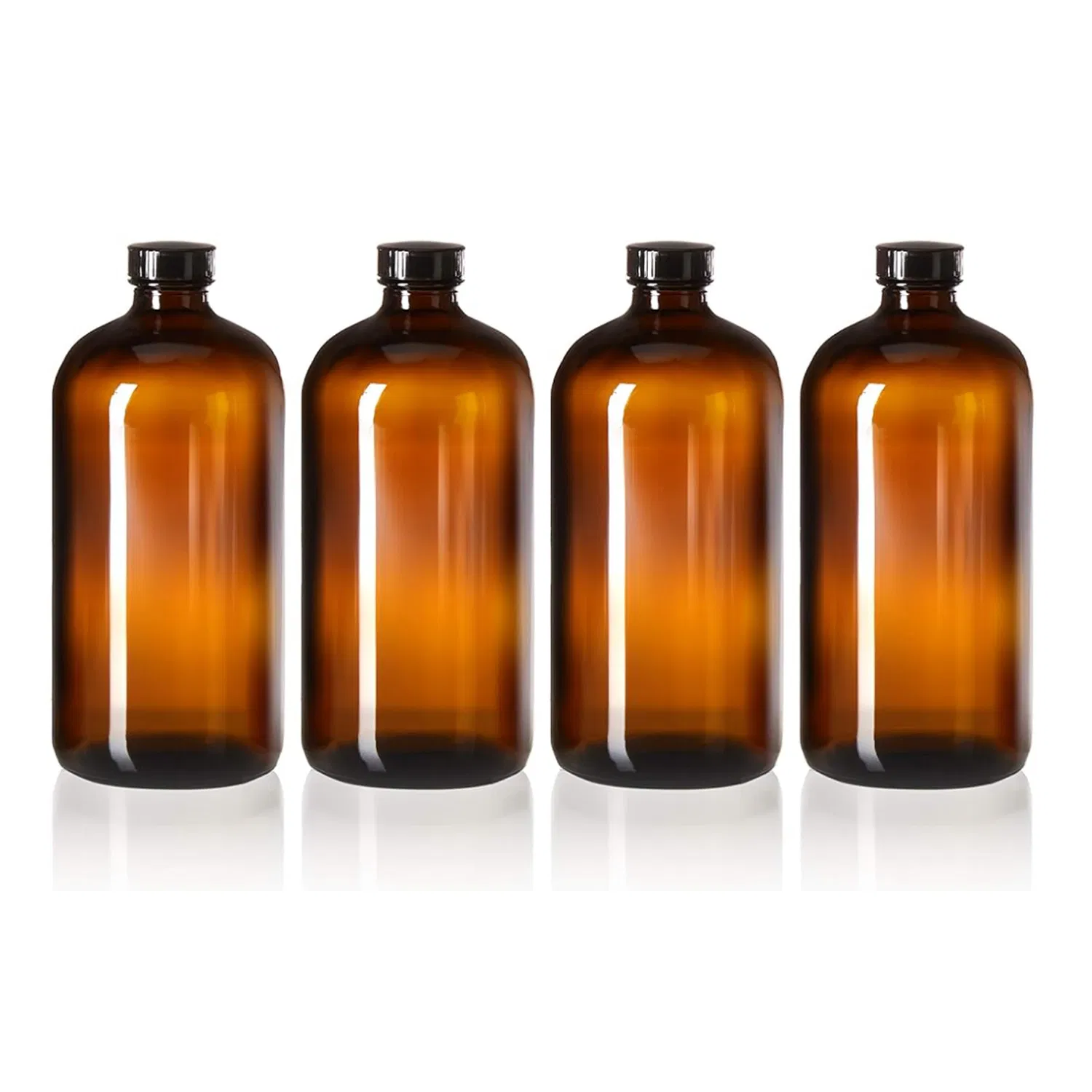 Premium 32oz Amber Boston Glass Bottle for Chemical Storage