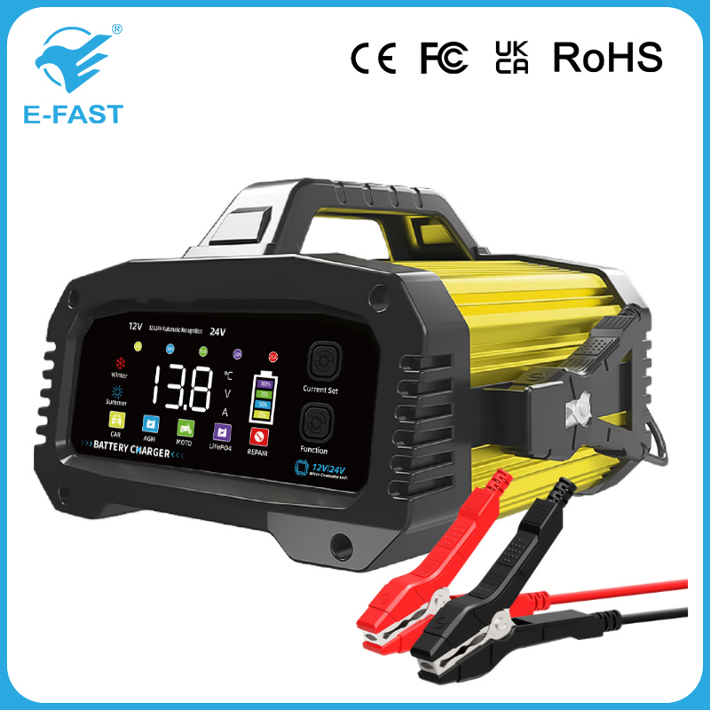 7-Stage Automatic Charging 12V 25A 24V 15A Battery Storage Trickle Charger
