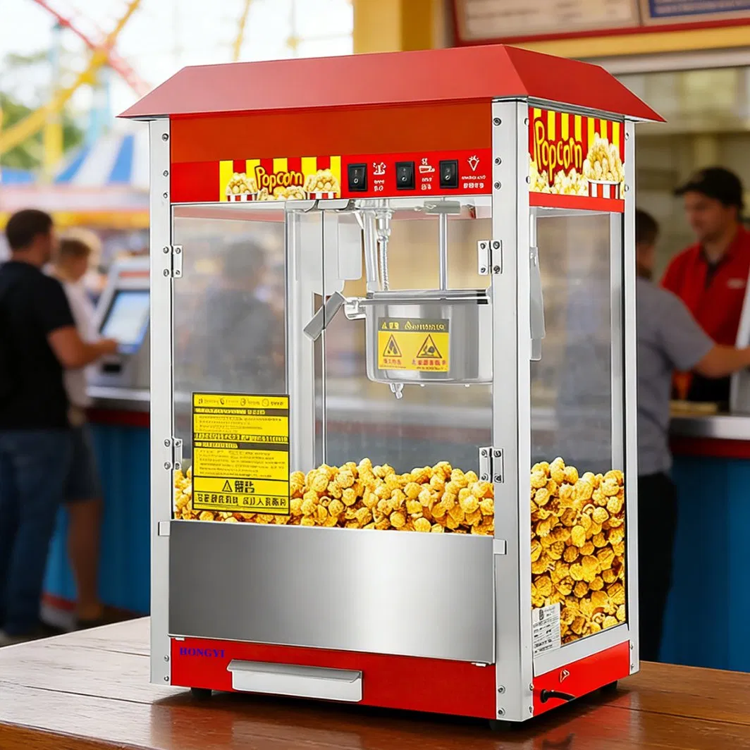 Electric Large-Capacity Popcorn Machine for Cinemas, with Stirring Mechanism to Prevent Burning/Sticking.