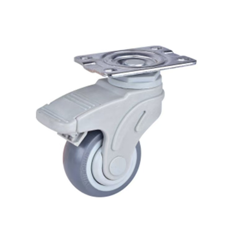3''4''5'' Threaded Stem, All-Nylon Braking Casters, High-Performance Medical-Grade Gray TPR Casters