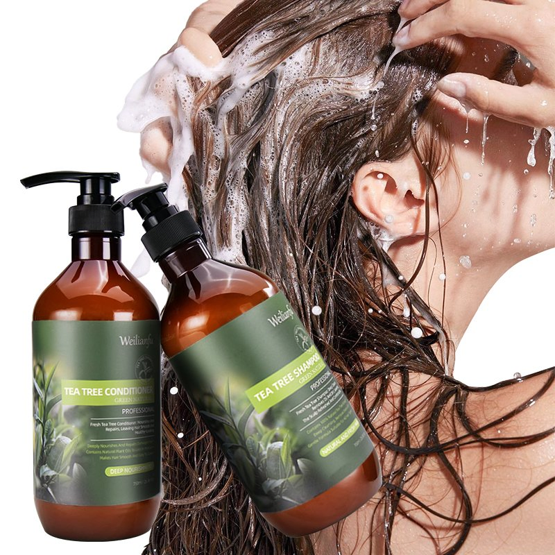 Natural Organic Tea Tree Oil Hair Shampoo and Conditioner Hair Oil Control Silky Smooth Refreshing Formula for Healthy Hair Care