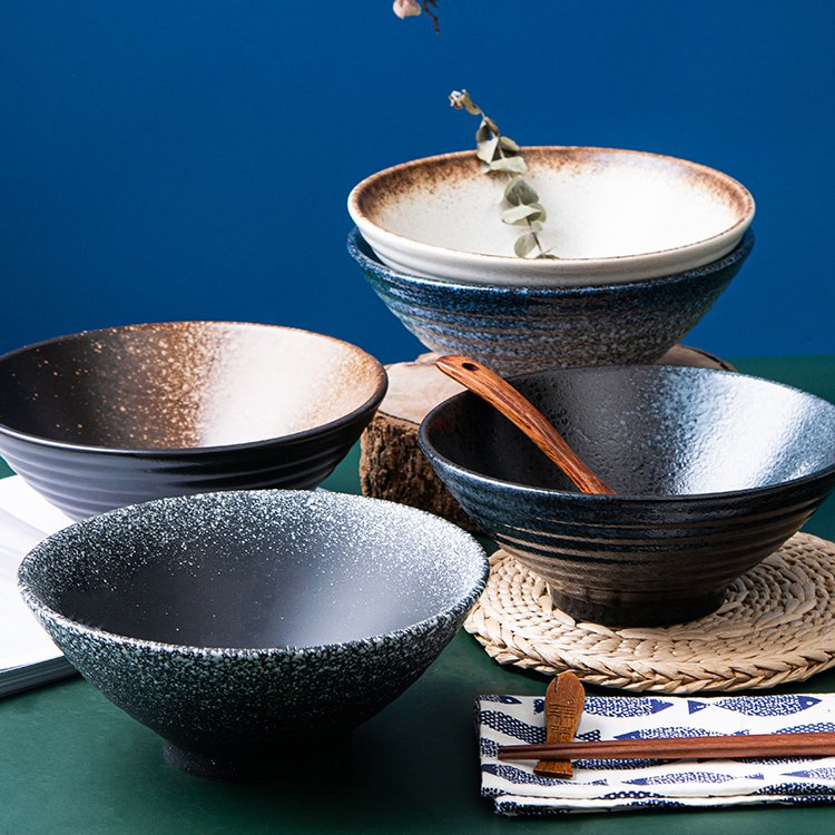 Instant Noodle Ceramic Japanese Ramen Bowl Ceramic Bowl Tableware Set Household Soup Bowl