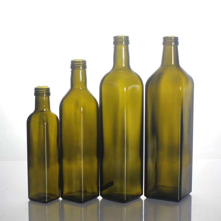 1000 Ml 500 Ml 250 Ml Wholesale Canada Square Dark Green Olive Oil Glass Bottles