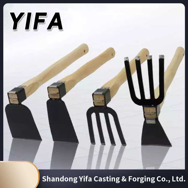 Chinese Garden Digging Weeding Double Steel Head Hoe Rake Fork 3 Prong Garden Hoe