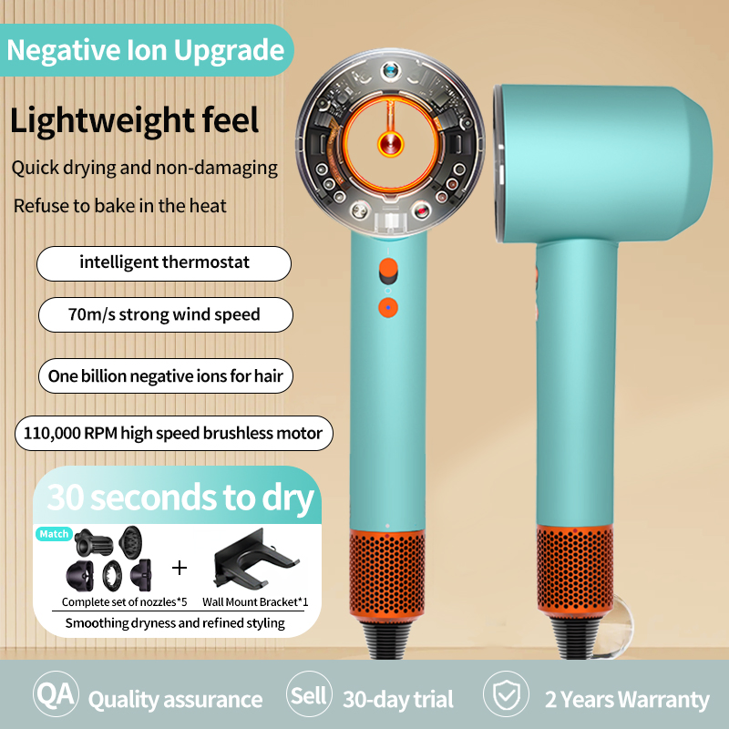 2026 Best Professional BLDC High Speed Negative Ionic Hair Dryer Smart LED 110000rpm Leafless Fast Hair Blow Dryer for Salon