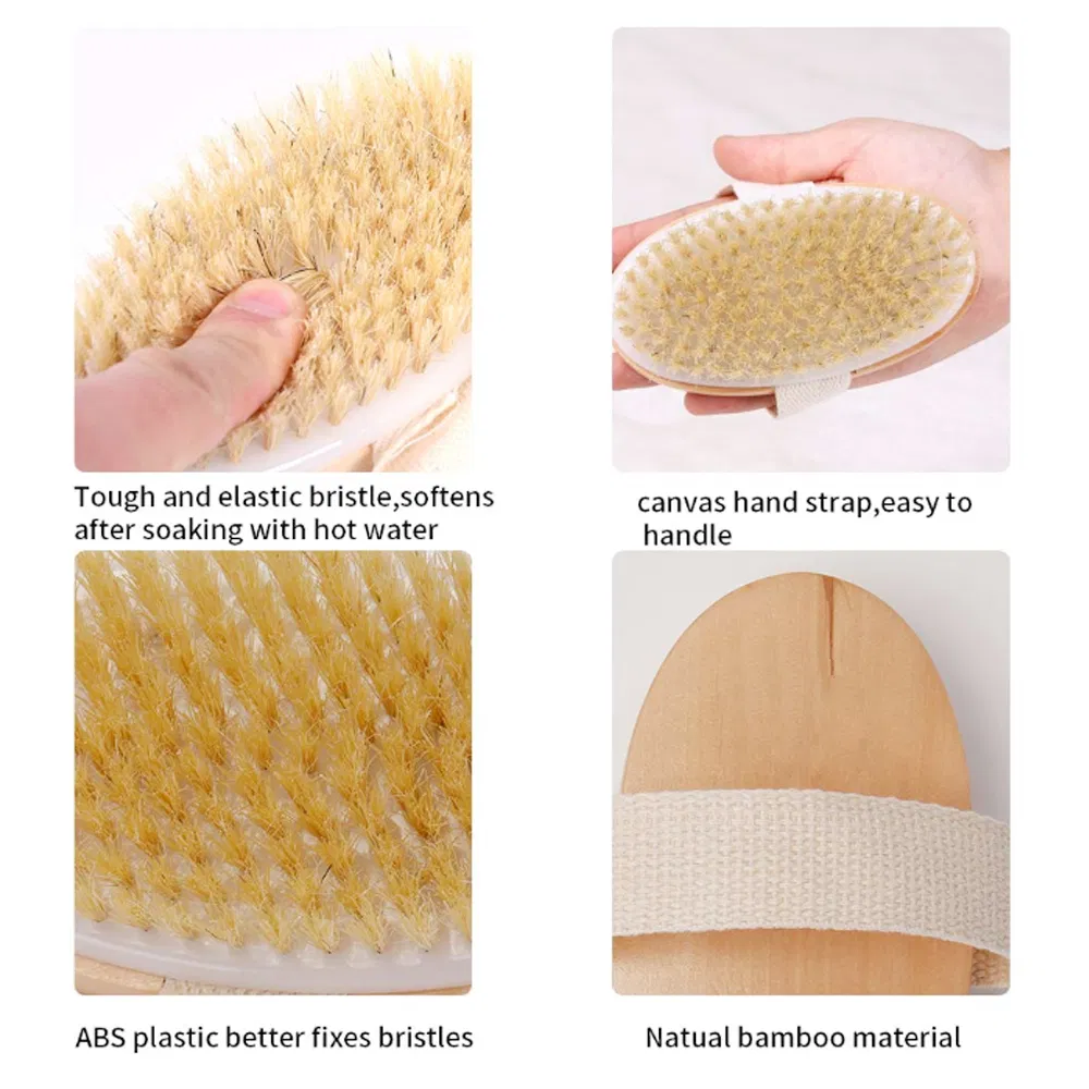 Body Soft Natural Bristle Massage Wooden SPA Bath Shower Brush