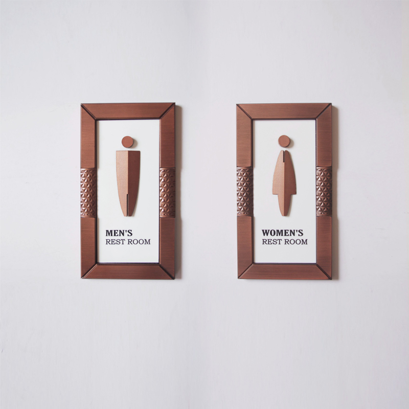 Ezd Personalized Acrylic Brass Copper Like Toilet Door Signage Plaques