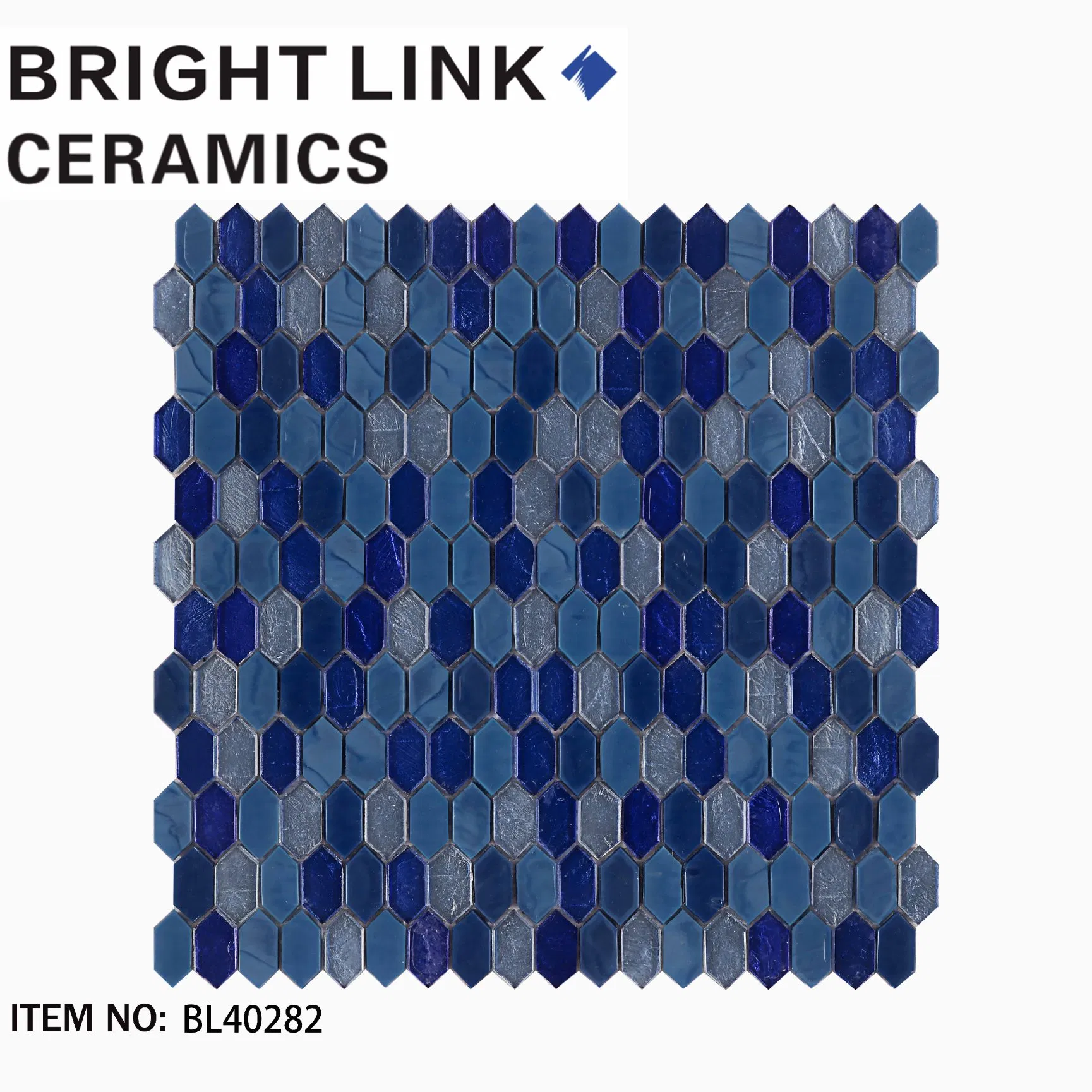 Синяя стеклянная мозаика для стен и пола, 15x31 мм