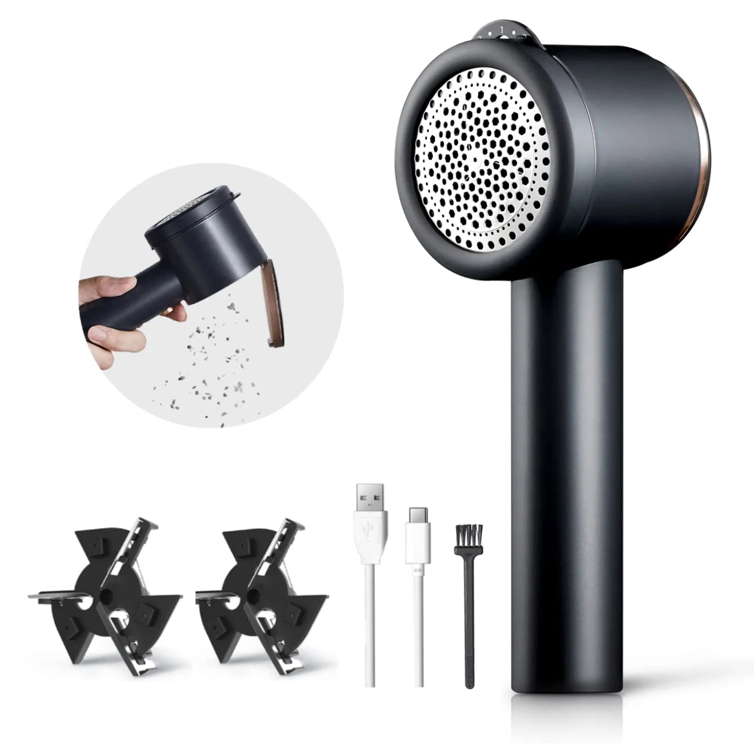 5-Gears 3-Blades USB-Electric Pills Fuzz Clothes Fabric Sweater Shaver Rechargeable Lint Remover