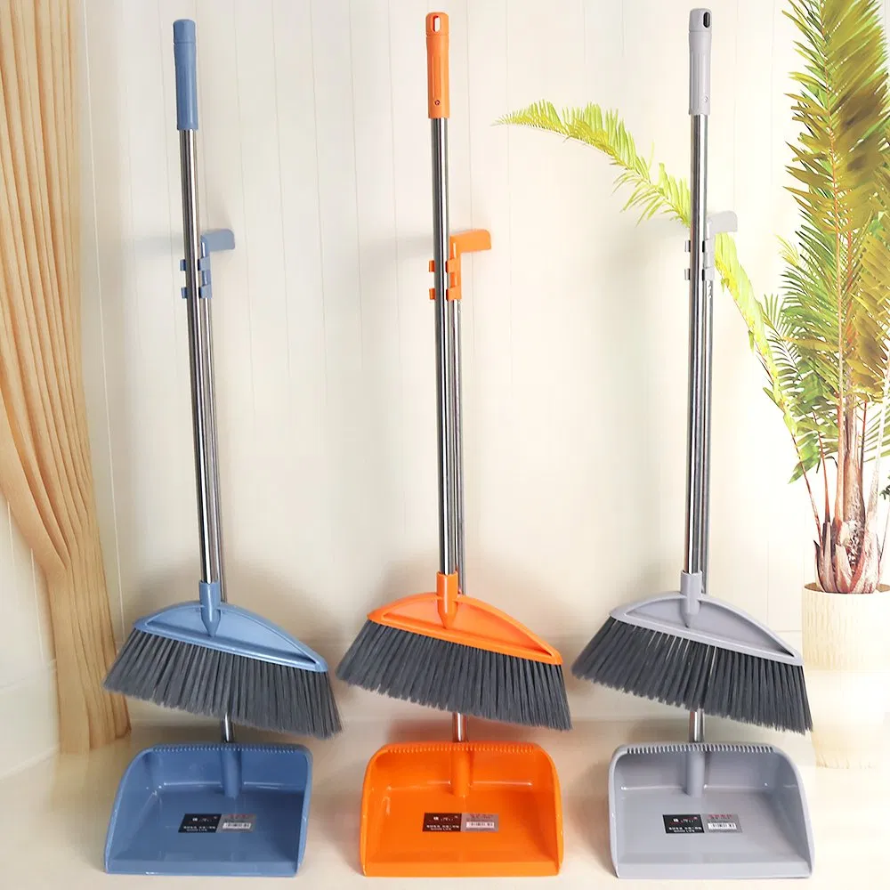 Jy1359 Ergonomic Soft Bristle Broom Set with Round Hole Hanging Storage