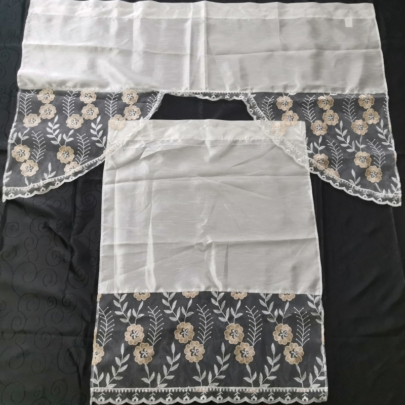 Embroidery Digital Printing Kitchen Curtain Panels and Valance Set for Living Room Bedroom Kitchen Curtain