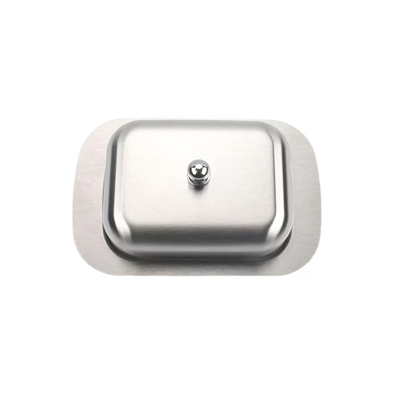 Commercial Kitchenware Food-Grade Stainless Steel Western-Style Cheese Butter Dish with Lid