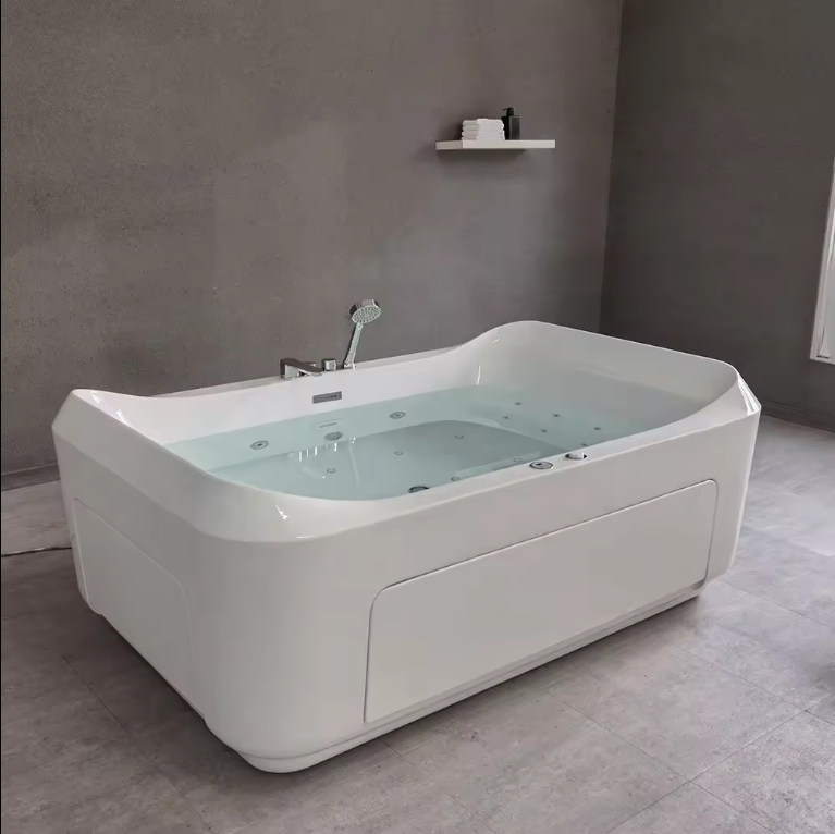 Manufacturer Soaking Tub White Acrylic Freestanding 2 Persons LED Massage Bathtubs Whit Jet Tub