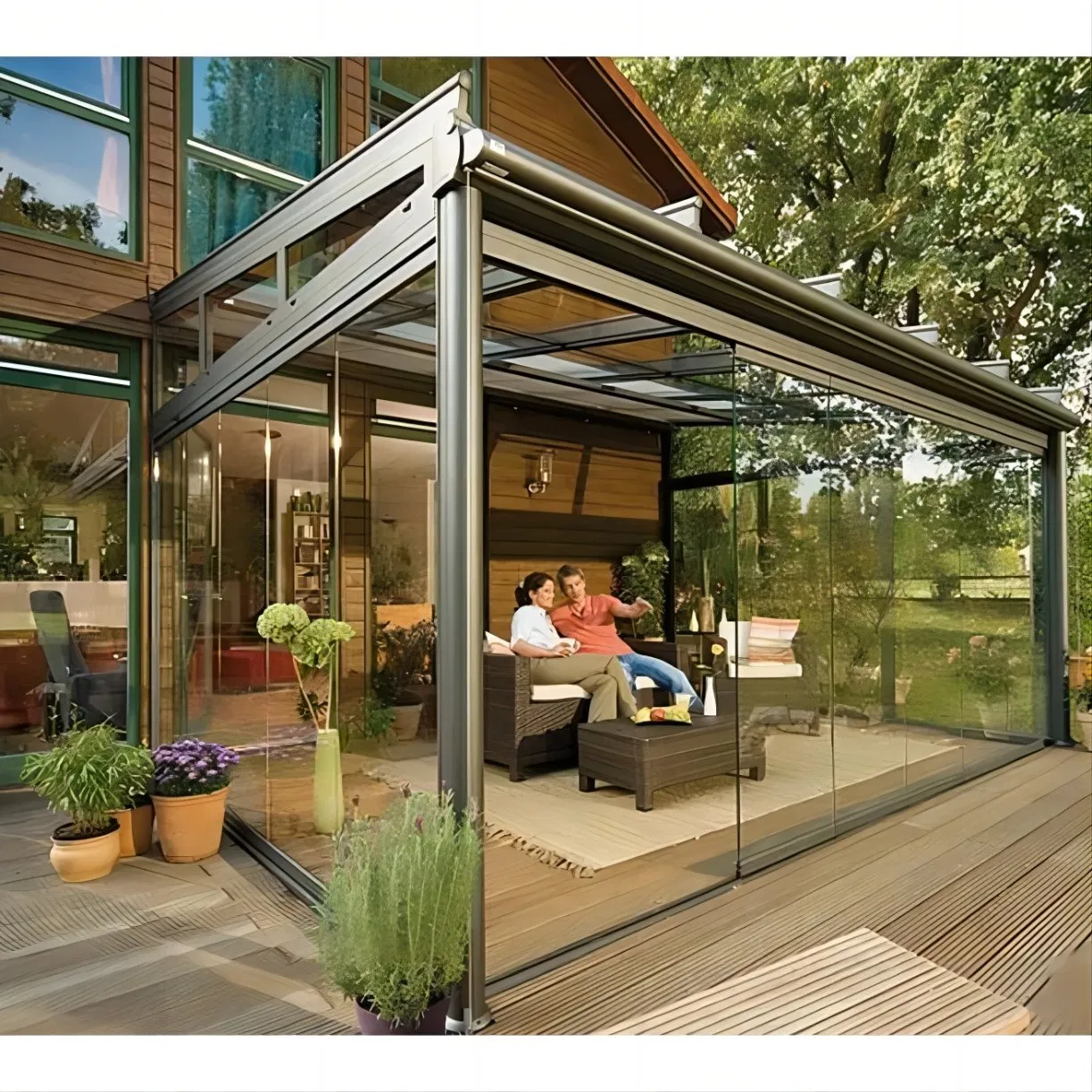 Customized Aluminium Alloy Frame Thick Glass Sunroom Houses