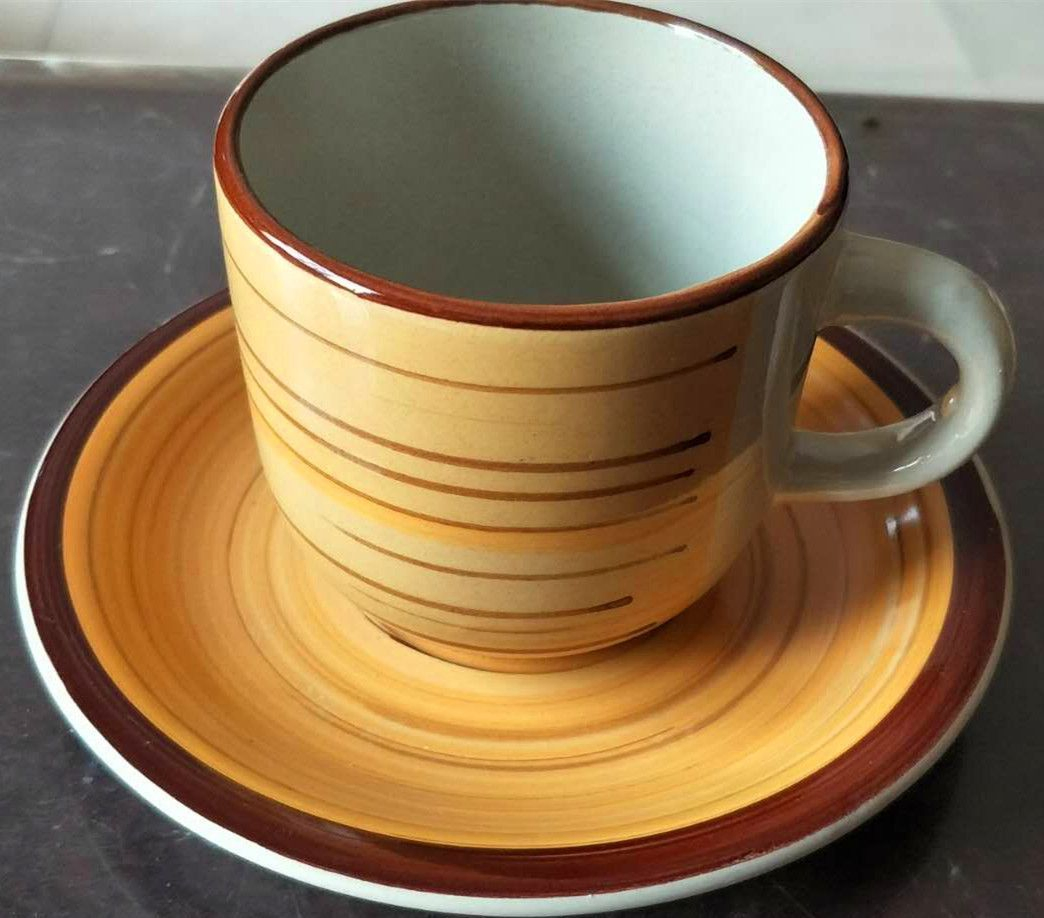 350 Cc Cup and Saucer Handle Line Stoneware Porcelain Ware Tableware