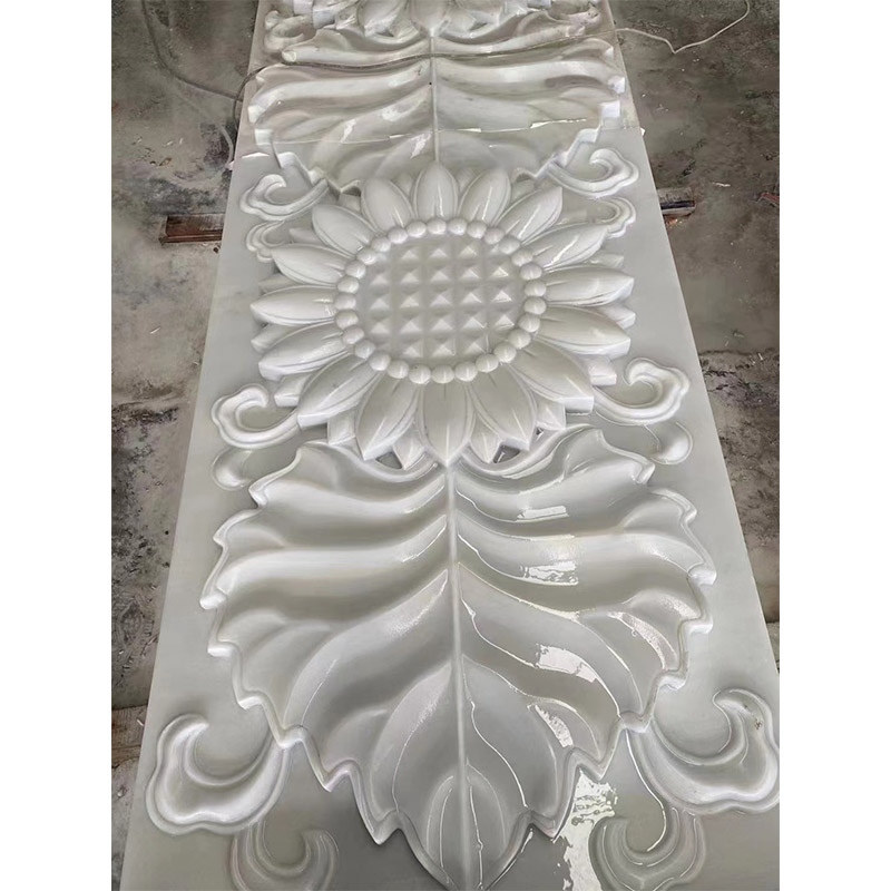 Белая мраморная колонна для интерьера, резная