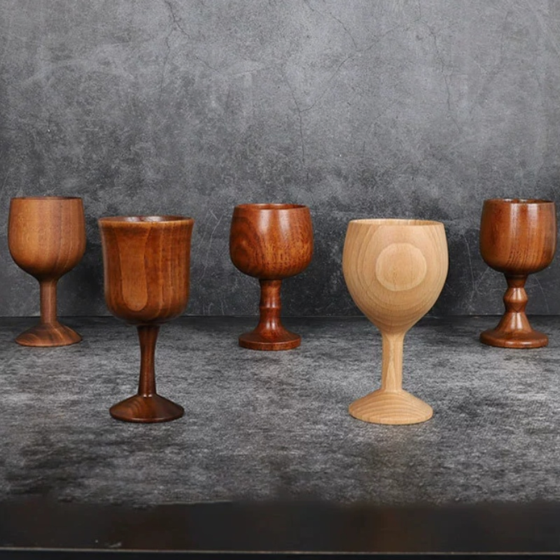 Wooden Wine Goblet Medieval Drinking Cup Wooden Cup Chalice Wood Water Glass for Kitchen Accessories Communion Altar Celebrating