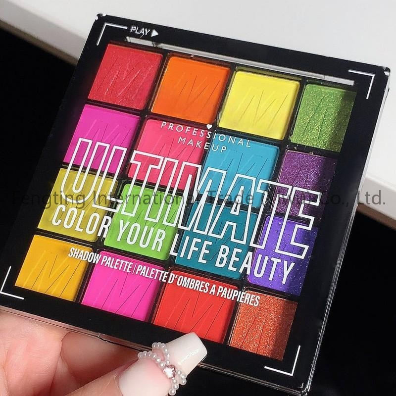 Wholesale 16 Colors Eye Shadow Pallet Plastic Makeup Vegan Organic Glitter Metallic Multichrome Waterproof Eyeshadow Palette
