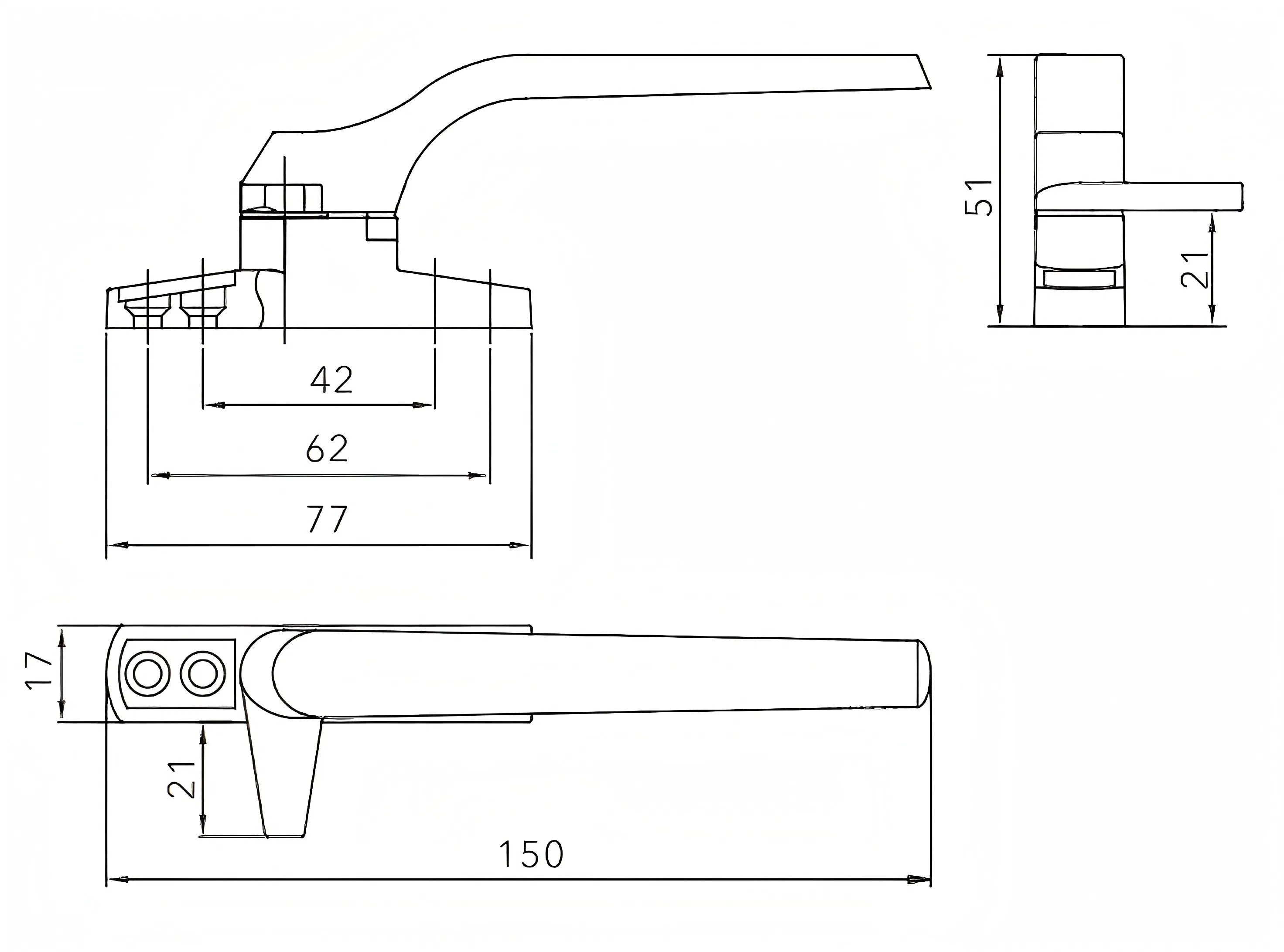 Single Point/DOT Handle for UPVC Windows and Doors
