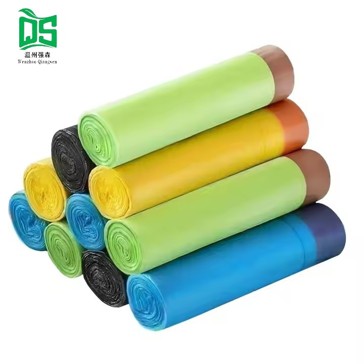 Compostable Drawstring Trash Cornstarch Bag Elastic Garbage Bag