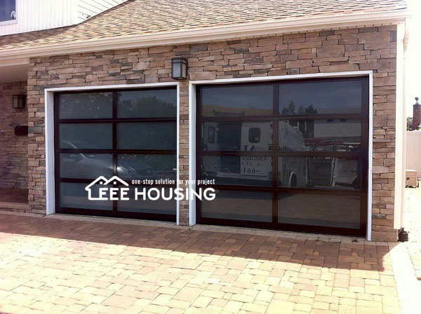 China Factory Supply Germany Motor Modern Electric Automatic Black Color Sectional Aluminum Glass Customized Garage Door