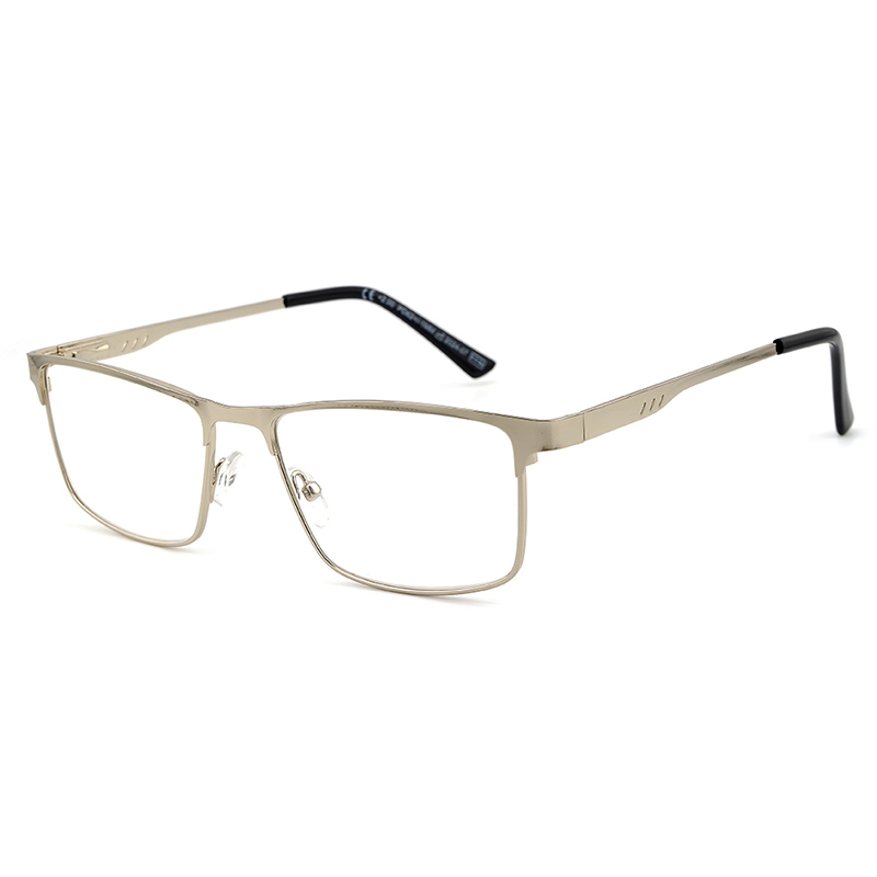 Wholesale Metal Full Frame Rectangle Eyewear Blue Light Blocking CE Reading Glasses Online with Spring Hinge for Men