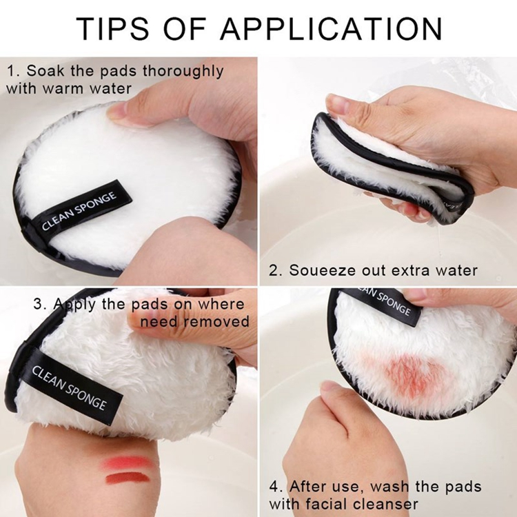 Custom Eco Friendly Reusable Microfibre Makeup Eraser Remover Washable Makeup Remover Pads